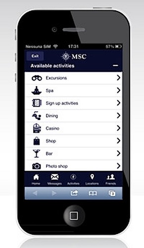 msc cruise divina app