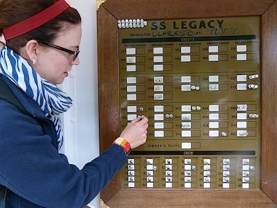 Keeping track of passengers with the S.S. Legacy magnet board