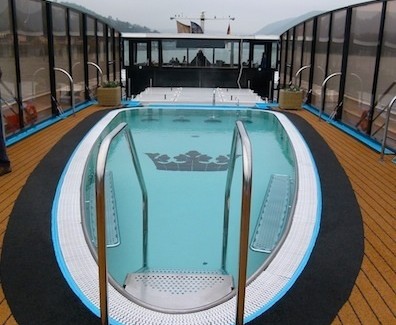 AmaCerto river cruiser has top deck pool with swim-up bar