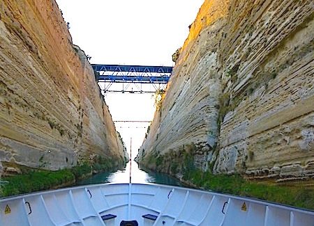 Tight squeeze going through Corinth Canal