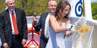 Godmother 12-Year-Old Molly Grace Applegate Christens Victory II at Chicago Pier